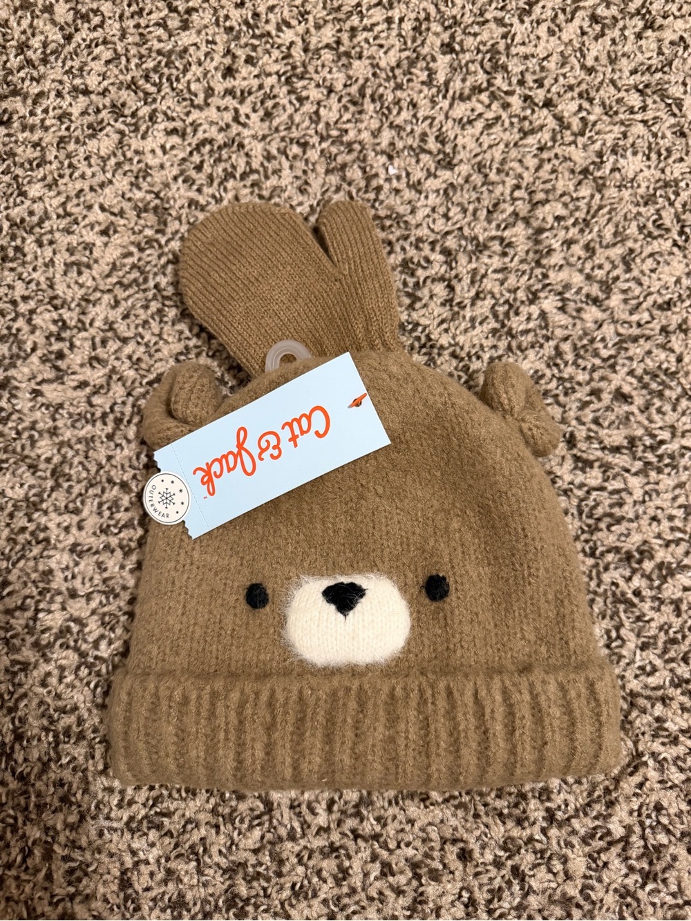 Cat & Jack Brown Bear Knit Hat with Ear Details